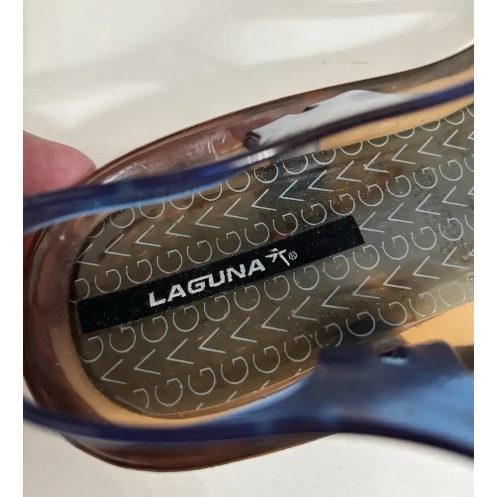 Laguna Women's Blue Jelly Thong Sandals Slingback T-Strap Buckle Logo Size 9 - Picture 3 of 6